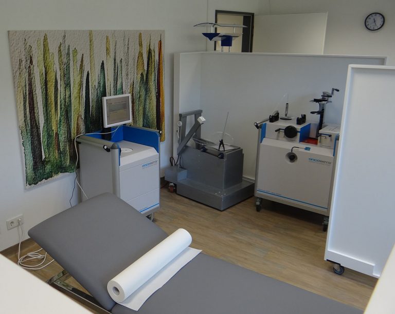 Treatment room with the oncobeta devices in the background