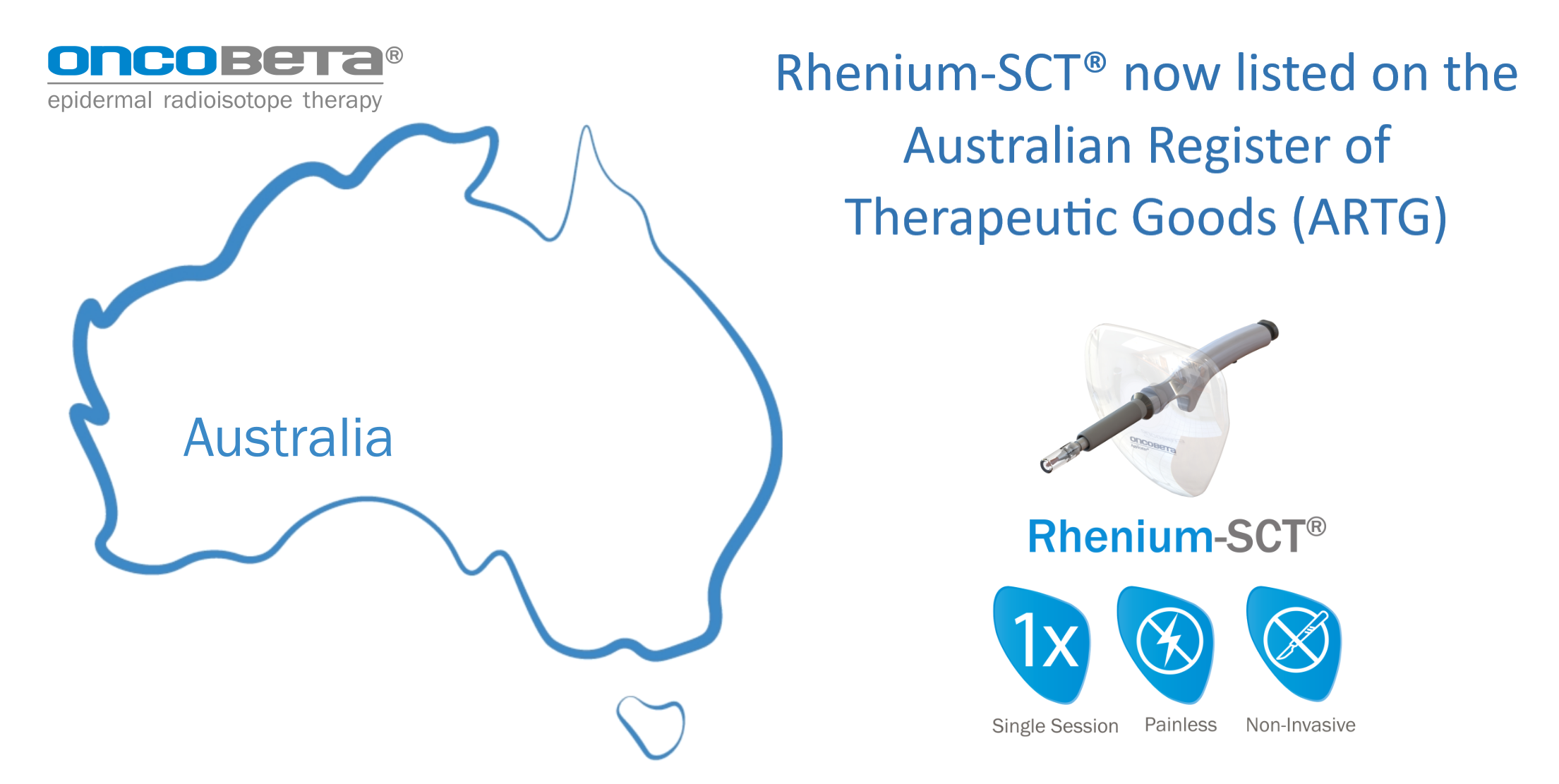 Map of australia with oncobeta applicator