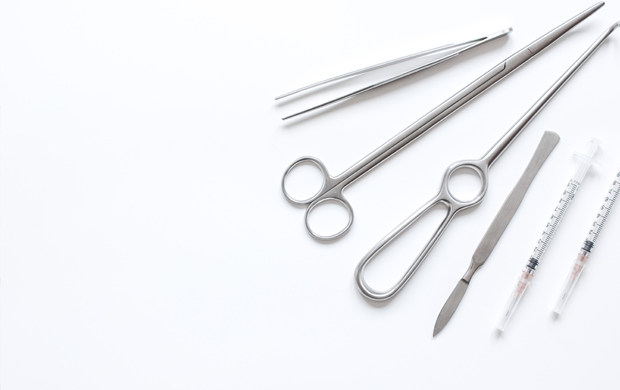 surgical instruments on a white background
