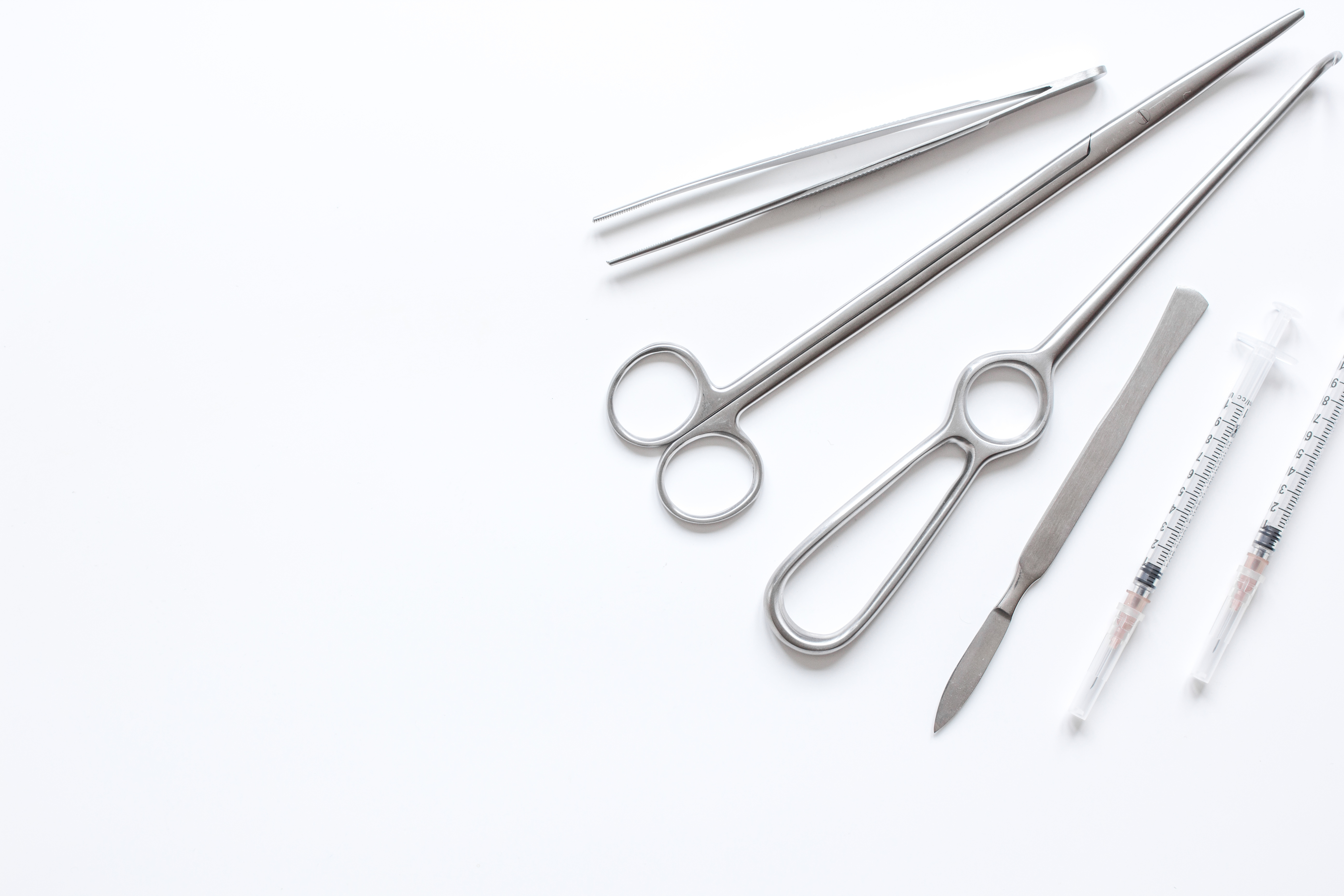 surgical instruments on a white background